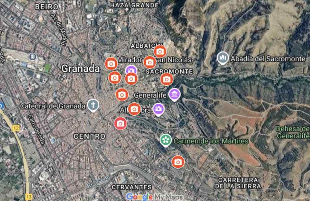 Mapa turístico Granada